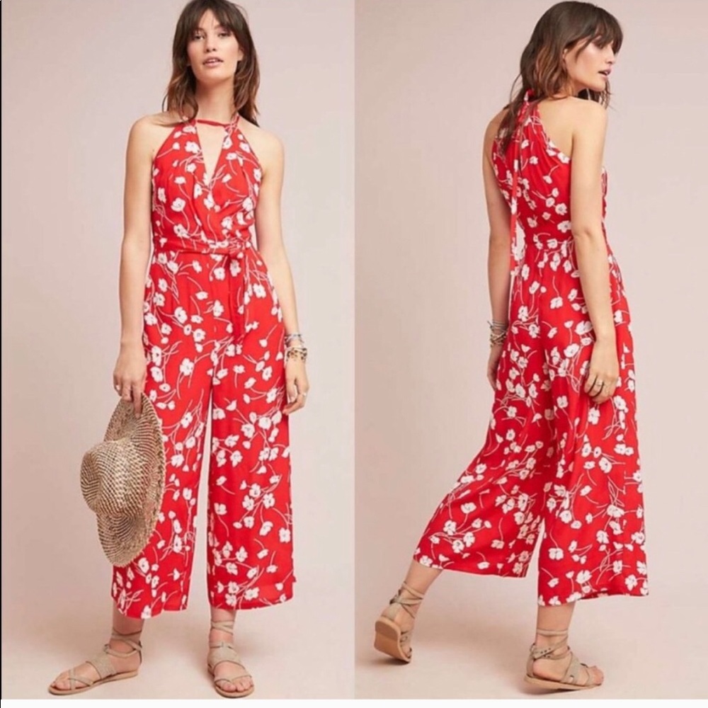 Maeve for Anthropologie red jumpsuit